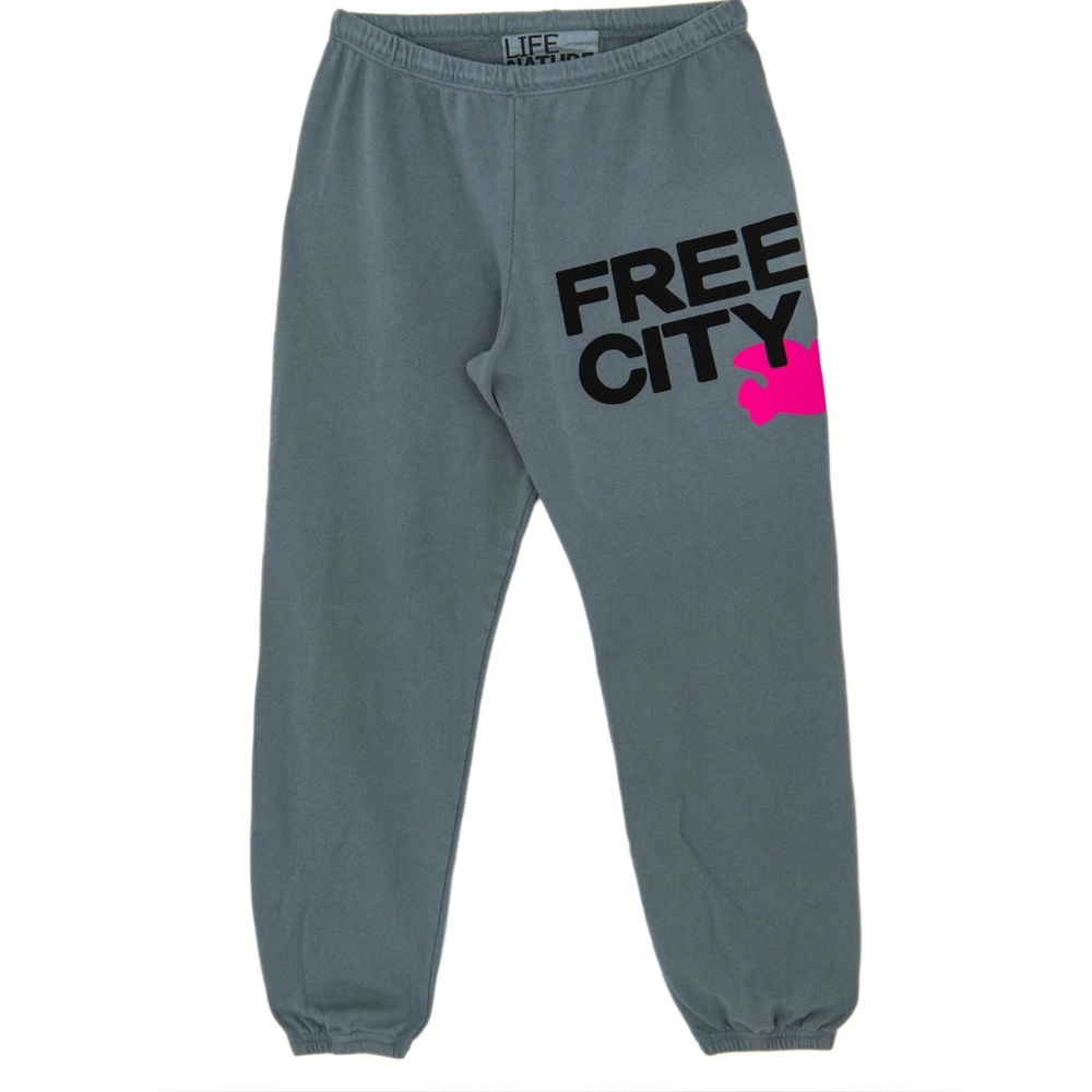 Freecity Gray Joggers with Pink Logo